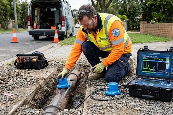 Recherche de fuite par corrélation acoustique avec capteurs