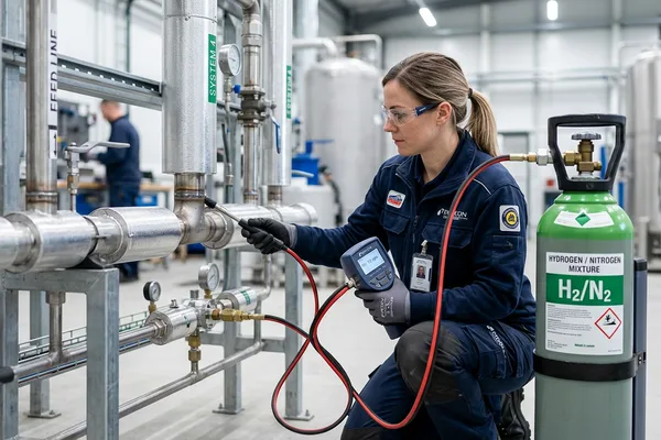 Recherche de fuite par gaz traceur azote hydrogène