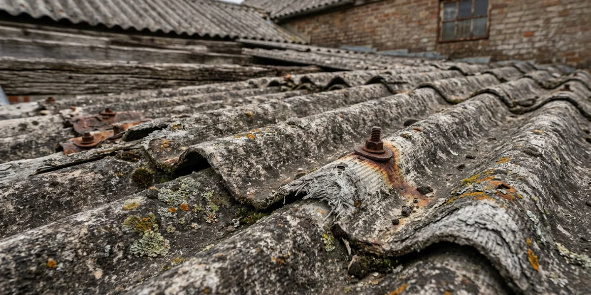 Toiture en fibrociment contenant de l'amiante